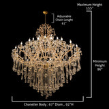 Maria Theresa 67" Wide Gold 45- light Crystal Chandelier