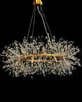 Firework Crystal Chandelier stainless steel Gold Lighting Starburst Pendant light