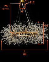 Firework Crystal Chandelier stainless steel Gold Lighting Starburst Pendant light